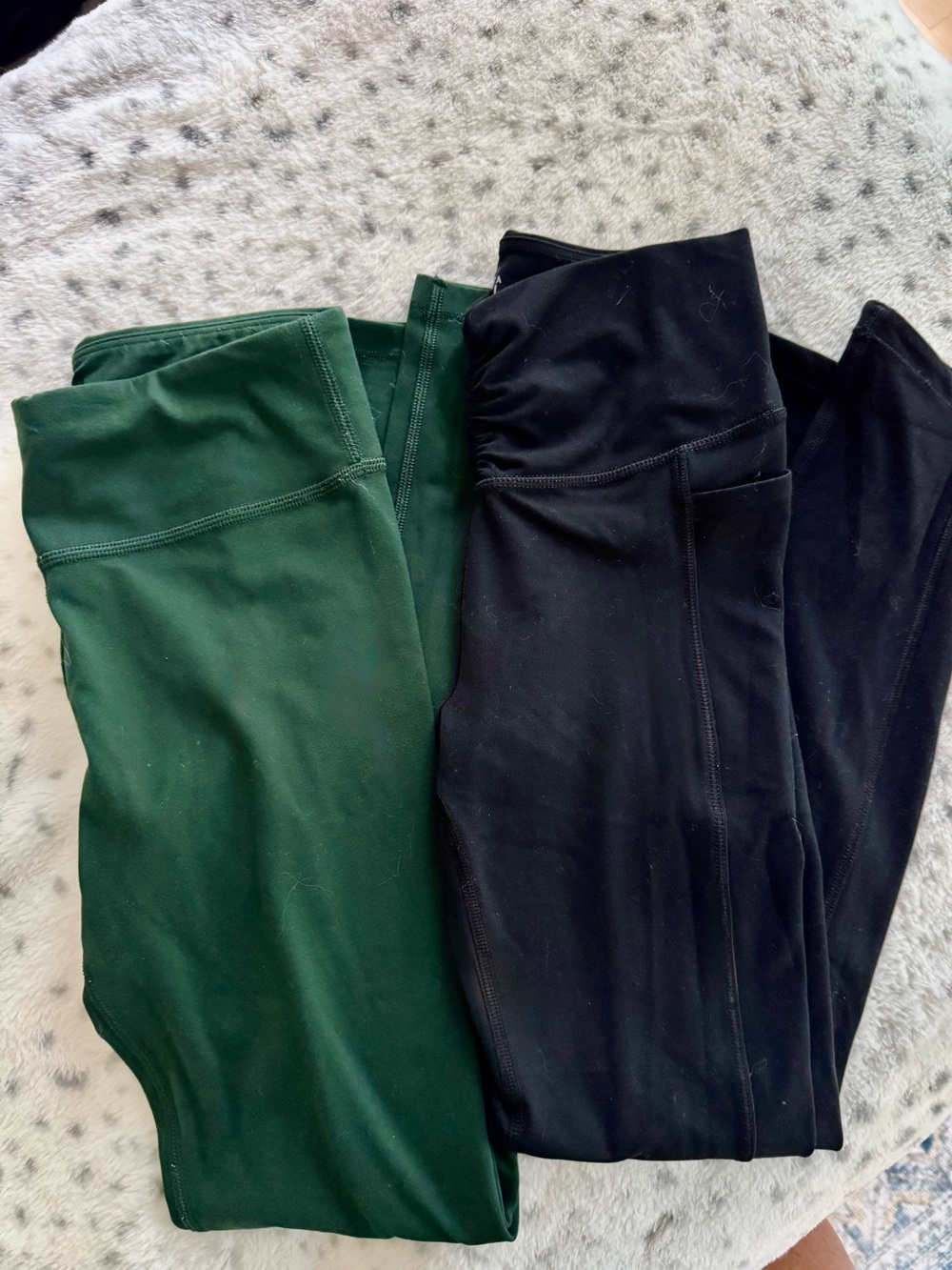 Athleta Girl Leggings in Forest Green & Black Medium/8-10